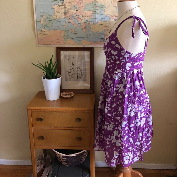 AE Purple Floral Empire Beach Dress - Picture 3 of 6